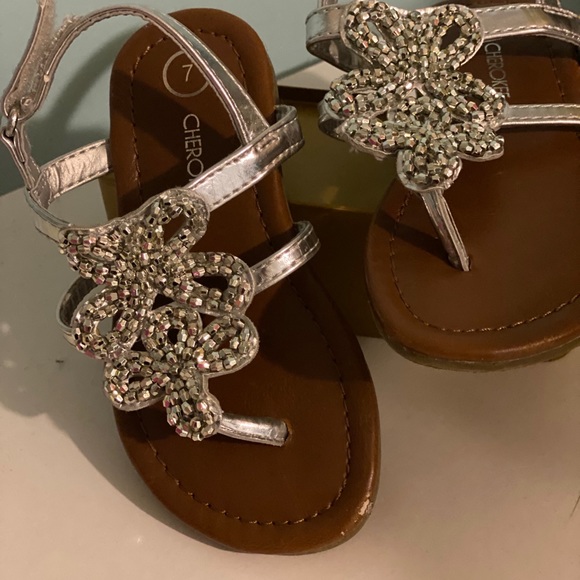 Kids Silver Sequin-beaded Sandals - Picture 2 of 6